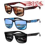 3PCS Classic Square UV400 Sunglasses – Men & Women, Lightweight Outdoor Driving & Fishing