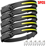 LED Induction Headlamp USB Rechargable Headlight Flashlight 18650 Built-in Battery Head Torch Outdoor Camping Fishing Lantern