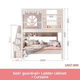 Pink Princess Storage Bunk Bed for Girls with Charming Guardrail