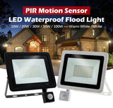 LED Floodlight PIR Motion Sensor Outdoor Spotlight 10–100W IP66 Waterproof Garden Street Light
