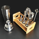 10Pcs/Set 750ml Cocktail Shaker With Wood Stand Bartender Bar Tools Shakers