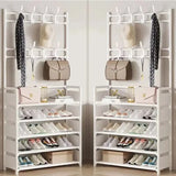 Clothes Hanger Multi-Layer Shoe Rack Doorway DIY Hat And Shoes Shelf Simple Floor-Standing Living Room Organizer Storage Racks