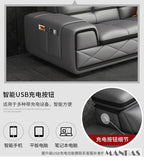 Modern Genuine Leather Sectional Sofa Sets Couch Sofas with USB Charging and Bluetooth Speaker - MINGDIBAO Living Room Furniture