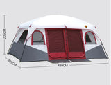 Large Double-Layer Camping Tent – 2 Bedrooms + Living Area, Summer Outdoor Sun Shelter