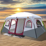 Large Double-Layer Camping Tent – 2 Bedrooms + Living Area, Summer Outdoor Sun Shelter