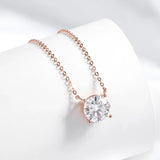 Rose Gold Moissanite Pendant Necklace – 1-5CT, Sterling Silver 925