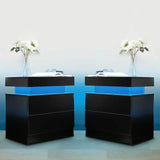 LED Bedside Table with Drawers – Set of 2 Nightstands