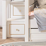 Pink Princess Storage Bunk Bed for Girls with Charming Guardrail