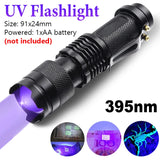 2-In-1 LED UV Flashlight Ultra Violet Blacklight Lights 395/365nm Retractable Ultraviolet Torches Pet Urine Stain Detector Lamps