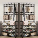 Clothes Hanger Multi-Layer Shoe Rack Doorway DIY Hat And Shoes Shelf Simple Floor-Standing Living Room Organizer Storage Racks