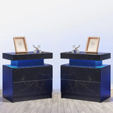 LED Bedside Table with Drawers – Set of 2 Nightstands