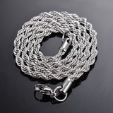 925 Sterling Silver Rope Chain Necklace & Bracelet – 2mm/3mm/4mm Unisex