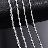 925 Sterling Silver Rope Chain Necklace & Bracelet – 2mm/3mm/4mm Unisex