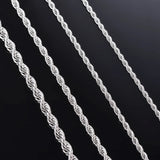 925 Sterling Silver Rope Chain Necklace & Bracelet – 2mm/3mm/4mm Unisex