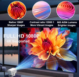 4K Portable Android Projector – 1080P HD, Auto Focus, Home & Outdoor Cinema