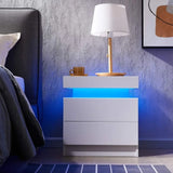 LED Bedside Table with Drawers – Set of 2 Nightstands
