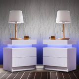 LED Bedside Table with Drawers – Set of 2 Nightstands