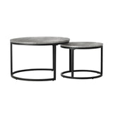 Oikiture Set of 2 Coffee Table Round Marble Nesting Side End Table Furniture