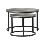 Oikiture Set of 2 Coffee Table Round Marble Nesting Side End Table Furniture