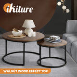 Oikiture Set of 2 Coffee Table Round Marble Nesting Side End Table Furniture