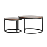 Oikiture Set of 2 Coffee Table Round Marble Nesting Side End Table Furniture