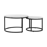 Oikiture Set of 2 Coffee Table Round Marble Nesting Side End Table Furniture