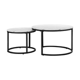 Oikiture Set of 2 Coffee Table Round Marble Nesting Side End Table Furniture