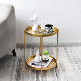 Nordic Simple Iron Double-layer Small Tea Table Corners Round Coffee Table Lving Room Mini Sofa Side Table Jack's Clearance