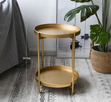 Nordic Simple Iron Double-layer Small Tea Table Corners Round Coffee Table Lving Room Mini Sofa Side Table Jack's Clearance