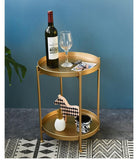 Nordic Simple Iron Double-layer Small Tea Table Corners Round Coffee Table Lving Room Mini Sofa Side Table Jack's Clearance