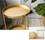 Nordic Simple Iron Double-layer Small Tea Table Corners Round Coffee Table Lving Room Mini Sofa Side Table Jack's Clearance