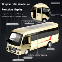 1:32 Toyota Coaster Luxury Business Bus Alloy Metal Diecast Model Car Interior Computer Desktop Ornaments Gift