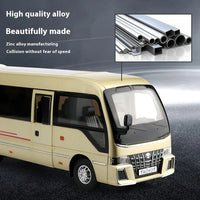 1:32 Toyota Coaster Luxury Business Bus Alloy Metal Diecast Model Car Interior Computer Desktop Ornaments Gift