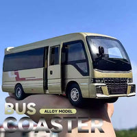 1:32 Toyota Coaster Luxury Business Bus Alloy Metal Diecast Model Car Interior Computer Desktop Ornaments Gift