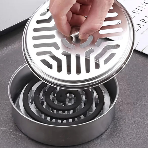 Incense & Mosquito Coil Holder with Lid – Indoor & Outdoor Tray for Home