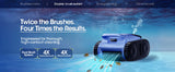 Seauto Cordless Robotic Pool Vacuum with Track Drive & Sonar Navigation, 180W Brushless Motor, Wall Climbing, 150-Min Runtime.