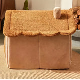 Foldable Pet Bed Removable Washable Cat House Puppy Cave Sofa Pet Bed House Suitable for Small and Medium-sized Cats
