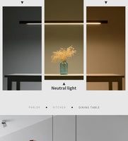 Nordic Wood Pendant Lights LED Modern Hanging Lamps for Dining Living Room Kitchen Office Shop Long Strip Celling Lamp