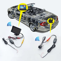 Wireless Rear View Backup Camera - 4.3" Foldable Monitor, Car Reverse Parking Kit