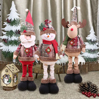 Santa Claus Christmas Ornaments Tree Decor Elk Snowman Plush Christmas Telescopic Doll Decoration For Home 2024 Navidad Gift Kid