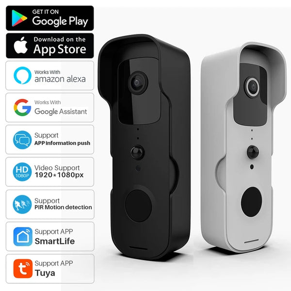 Tuya Smart Video Doorbell WiFi 1080P Video Intercom Door Bell IP Camera Two-Way Audio Works With Alexa Echo Show Google Home Jack's Clearance