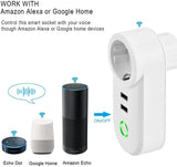 WiFi Smart Plug 16A EU CH IT Brazil Socket + 2.1A Dual USB Charger - Tuya Smart Life APP - Alexa Google Home Assistant Voice Control