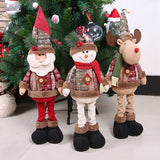 Santa Claus Christmas Ornaments Tree Decor Elk Snowman Plush Christmas Telescopic Doll Decoration For Home 2024 Navidad Gift Kid