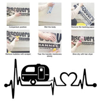 Brand New Car Sticker Caravan Love Heartbeat Car Sticker Camper Decals Body Window Stickers Car Styling Vinyl Decals Stickers