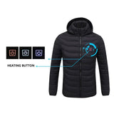 NEW Men Heated Jackets Outdoor Coat USB Electric Battery Long Sleeves Heating Hooded Jackets Warm Winter Thermal Clothing Jack's Clearance