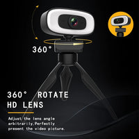Mini 4K Webcam - USB Computer 2K Webcam - For PC Laptops - Live Streaming Full HD 1080P Web Camera - Work With Microphone Tripod