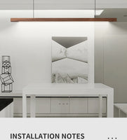 Nordic Wood Pendant Lights LED Modern Hanging Lamps for Dining Living Room Kitchen Office Shop Long Strip Celling Lamp