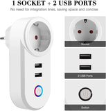 WiFi Smart Plug 16A EU CH IT Brazil Socket + 2.1A Dual USB Charger - Tuya Smart Life APP - Alexa Google Home Assistant Voice Control