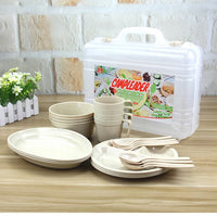VILEAD 24 pcs Picnic Dishes Set Portable Outdoor Tableware Camping BBQ Travel Food Grade PP Reusable Picnic Camping Tableware