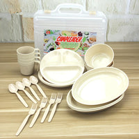VILEAD 24 pcs Picnic Dishes Set Portable Outdoor Tableware Camping BBQ Travel Food Grade PP Reusable Picnic Camping Tableware